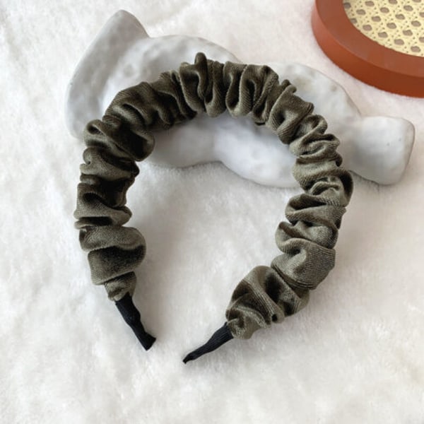 Velvet Solid Color Padded Pleated Women Headband Scrunchies Fashion Hair Hoop