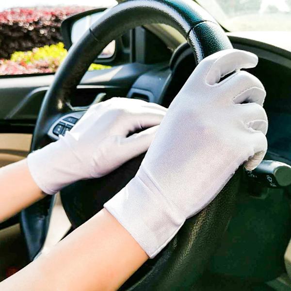 Summer Thin Sun Protection Gloves Men Women Fashion Black White Etiquette Dance Gloves Pure Color Elastic Cycling Driving Glove