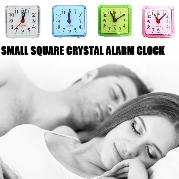 1PC Small Alarm Clocks Beep Travel Office Square Quartz Desk Bedside Blue