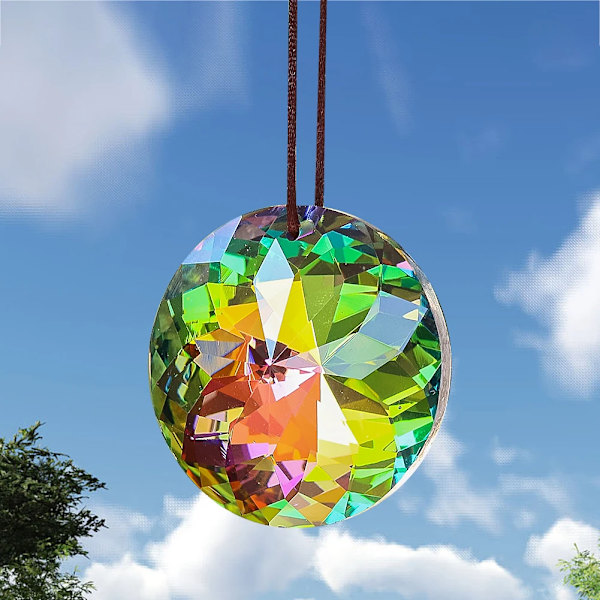 45MM Streamer Rainbow Faceted Prism Glass Mandala Lotus Sunflowers Crystal Aurora Sun Catcher Dangle Chandelier Curtain Hanging