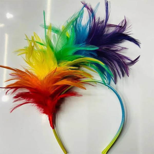 Vintage Colorful Feather Fascinator Headband Women Headpiece Wedding Headwear Party Headdress Halloween Hair Accessories