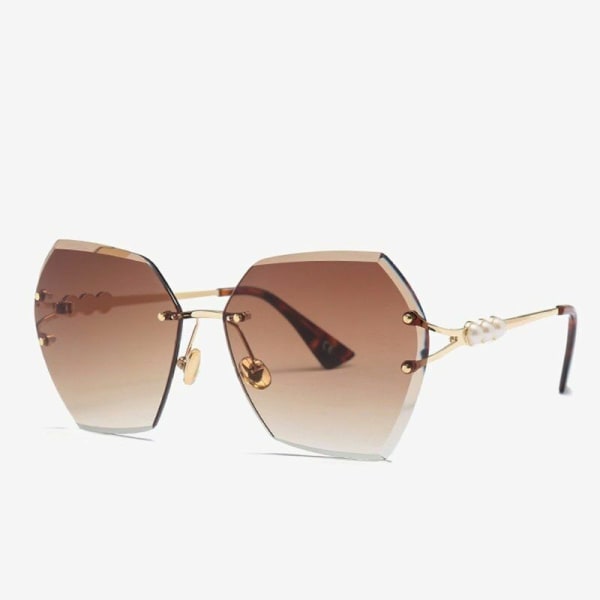 Women Pearl Sunglasses High Quality Metal Rimless Luxury Female Driving Glasses