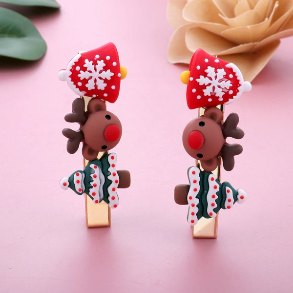 8pcs  Christmas Hair Clips For Women Girls Cute Santa Claus Snowman Elk Hairpins Hairgrips Kids Barrette Hair Accessories New Year