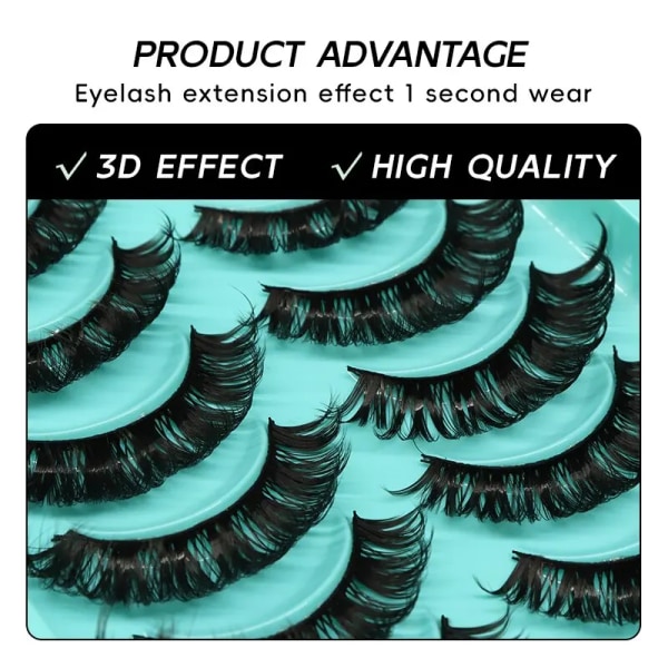 10 Pairs 3D Russian Volume Eyelashes Fluffly Natural Thick Mink False Lashes Reusable Strip Lash Extentions Cilios Makeup