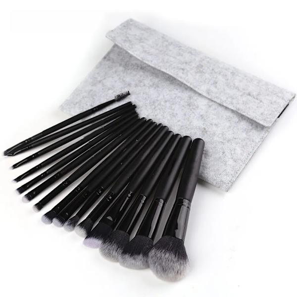 15pcs Black Brushes Set Eye Shadow Powder Foundation Concealer Cosmetic Makeup Brush