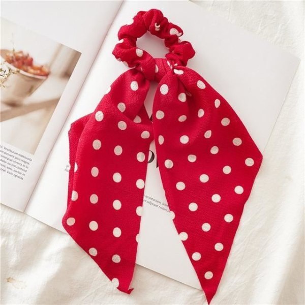 Women Fashion Chiffon Silk Wispy Floral Bow Hair Scrunchies Hair Tie Rope