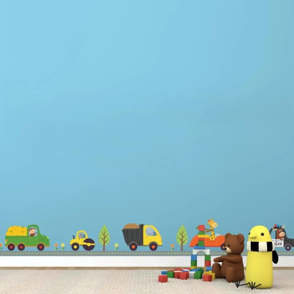 Cartoon Cute Animals Car Wall Stickers Children Boys Nursey Bedroom Waist Line Diy Wall Decals Decor Mural Kids Gift