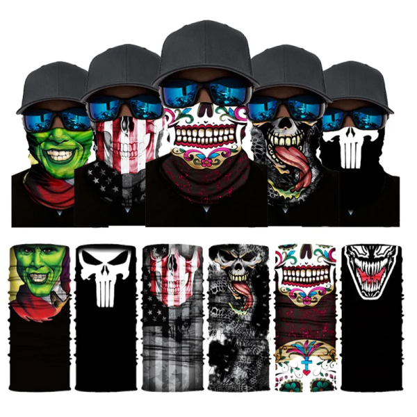 Skull Half-face Series Cross-border Turban Variety Outdoor Face Towel Riding Mask Seamless Scarf Adult