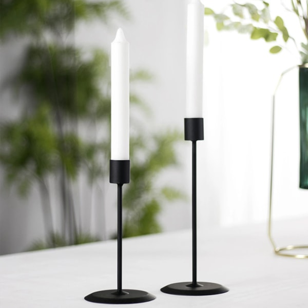 2 Pieces Candle Holder New Fashion Solid Color Metal Candlestick Desktop Decor For Home Office Black/Golden