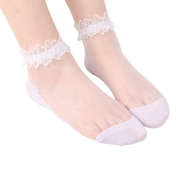 Women's Socks Thin Transparent Lace Socks Short Crystal Cotton Stockings Men