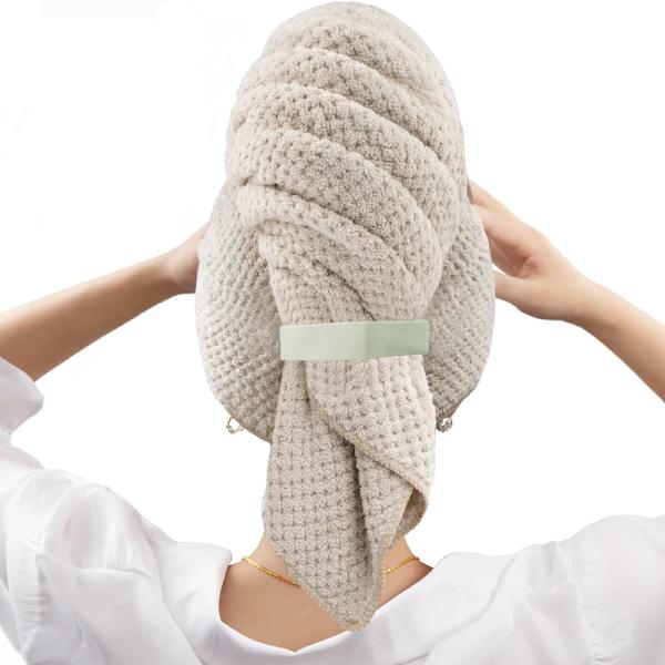 Super Absorbent Super Soft and Fast Drying Large Wrapping Towel with Superfine Fiber Coral Velvet Hair Drying Cap