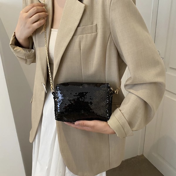Shining Sequin Underarm Bag Elegant Evening Bag Chain Composite Shoulder Bag Zipper Lady Party Bag For Women 2023 Trend