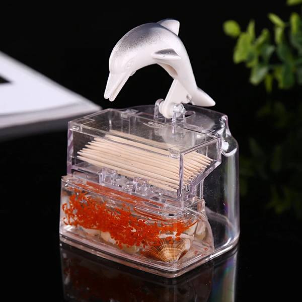 Cute cartoon dolphin toothpick box Transparent Mediterranean style toothpick holder