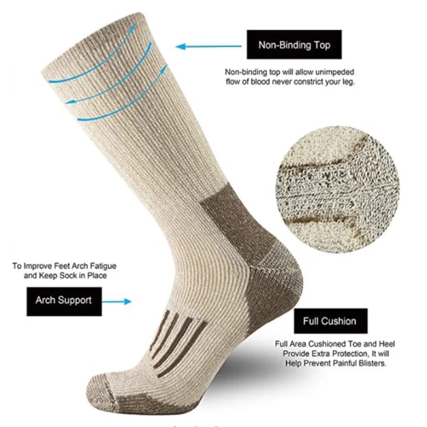 80% Merino Wool Socks For Men Women Thicken Warm Hiking Cushion Crew Socks Merino Wool Sports Socks Moisture Wicking Euro Size
