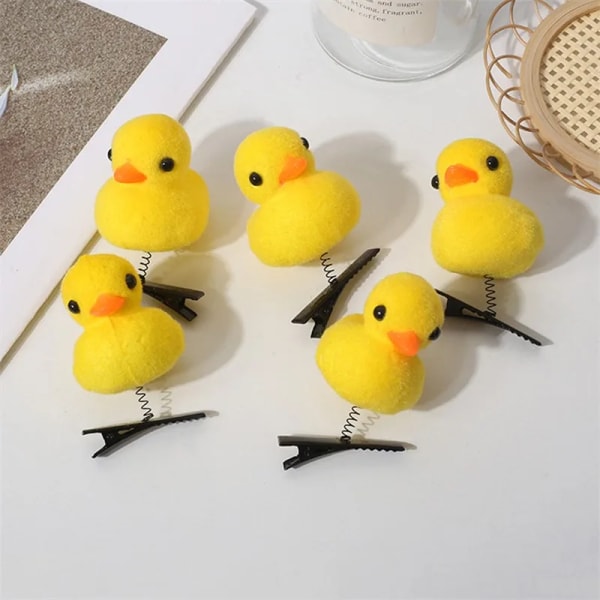 10PCS Little Yellow Duck Hairpin Spring Hair Hooks Girl Accessories 3D Cartoon Duck Headdress Children Funny Christmas Gifts