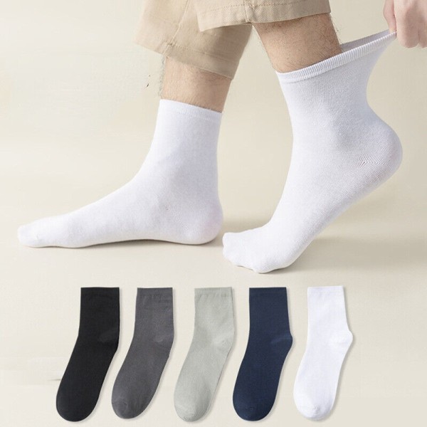 5 Pairs of men's solid color cotton dress sweatwicking odor-proof stockings