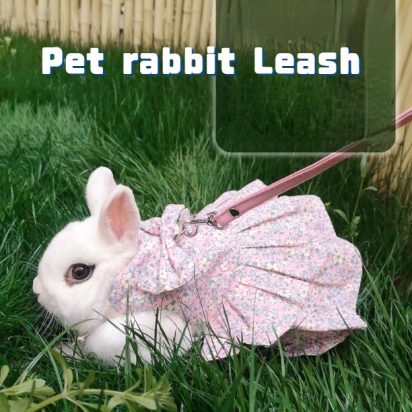 Pet rabbit Leash with traction rope kitten lop-eared guinea pig floral dress small pet hamster clothes photo decorations