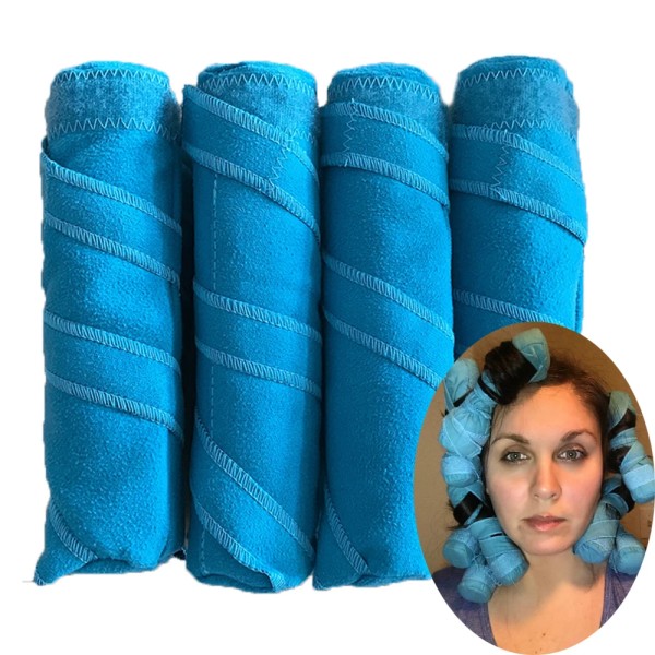 12pcs Hair Rollers Sleep Styler Kit Long Cotton Curlers DIY Magic Hair Dressing Charming Hairstyle Styling Tool Kit Blue Color