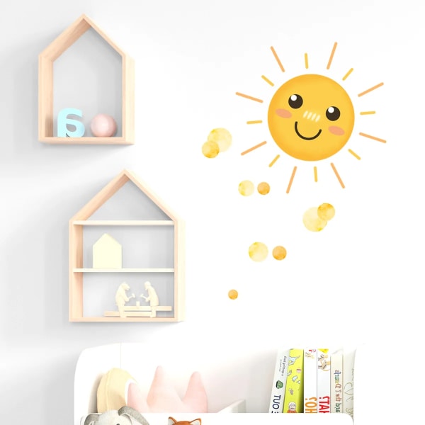 Funny Smiley Sun Wall Stickers for Baby room Kids Bedroom Nursery Kindergarten Wall Decor Removable PVC Wall Decals Art Murals