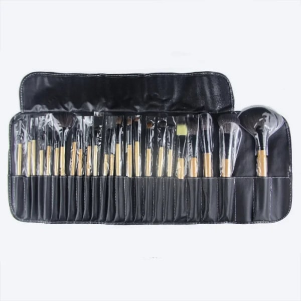 24pcs Portable Makeup Brush Set  Full Set of Wood Handle Makeup Brush  Eye Shadow Brush  Powder Brush  Beauty Tools