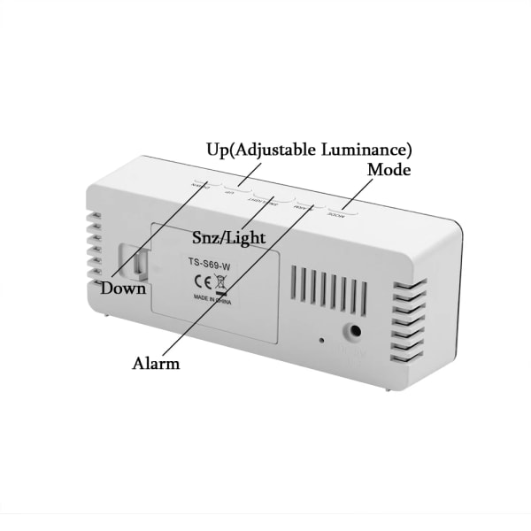 Digital LED Display Desktop Clock Thermometer Mirror Clock Snooze Function USB & Battery 12H/24H Desk Table Alarm Clock