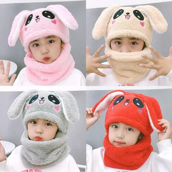 Cartoon Hat for Girls Boys Scarf Thicken Cap Newborn Photography Double Fleece Baby Stuff Winter Children hat Kids Caps
