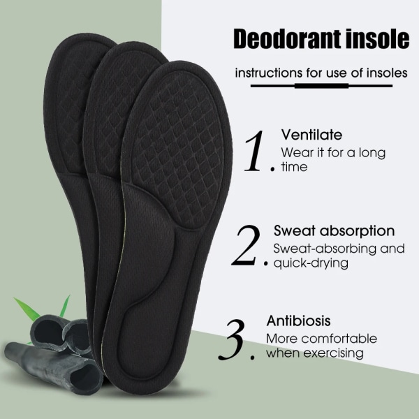 6pcs Memory Foam Insoles for Shoes Men Women Deodorant Absorb-Sweat Massage Sport Insole Feet Orthopedic Shoe Sole Running