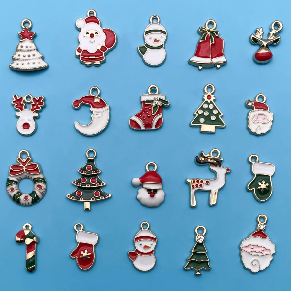 Randomly Mix 20/40/100Pcs Enamel Christmas Charms Snowman Santa Tree Penguin Reindeer Pendant For DIY Jewelry Making Accessories