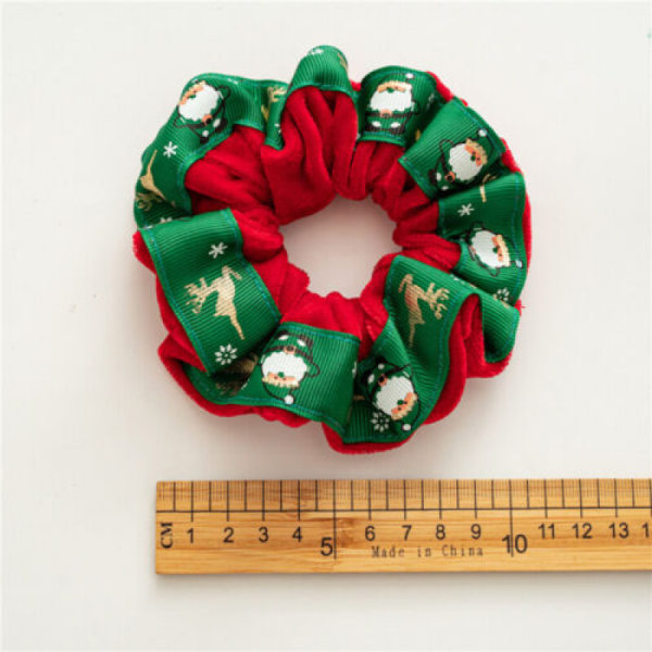 Women Christmas Velvet Ribbon Scrunchies Ponytail Holder Bands Elastic Hair Ring