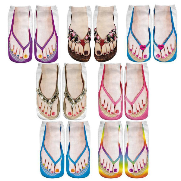 Novelty 3D Flip Flop Socks Funny Sock Summer Design Stocking Gifts NEW V2U0