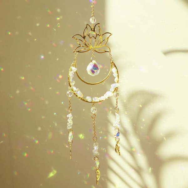Suncatcher Moon Crystal Prism Stained Glass Ball Sun Catcher Rainbow Maker Home Window Garden Decor Light Catcher Christmas Gift