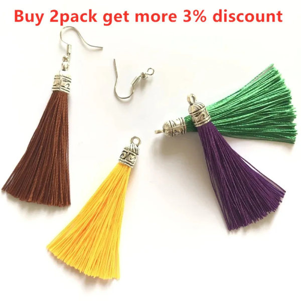 10/20/50pcs 6cm Small Silk Tassel Earrings Pendant Charms Crafts Silver Caps Tassels Brush For DIY Jewelry Making Accessories