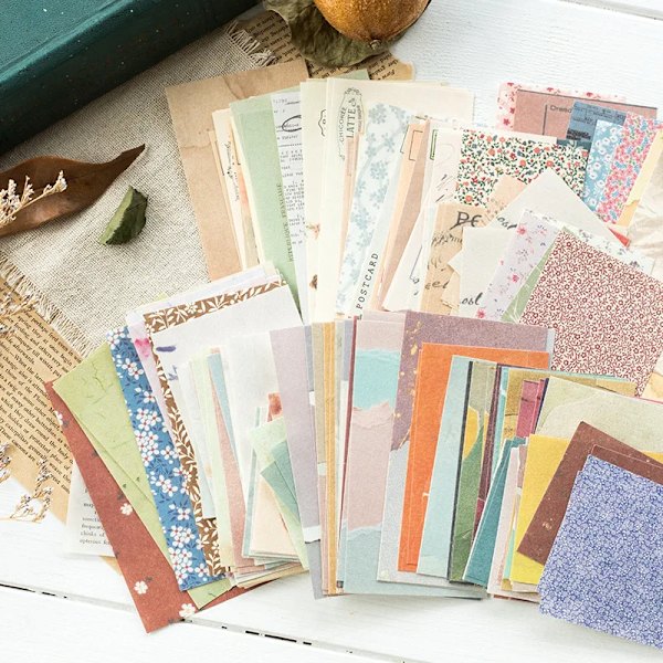 60 Pcs  Ins Style Creative Small Fresh Collage Retro Memo Basic Diary Material Paper Collage Scrapbook