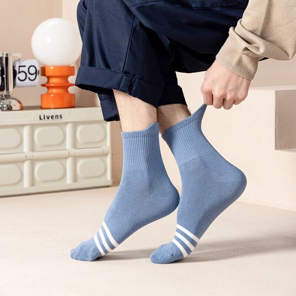5 Pairs Solid Color Pure Cotton Sports Running Breathable Moisture Wicking Socks
