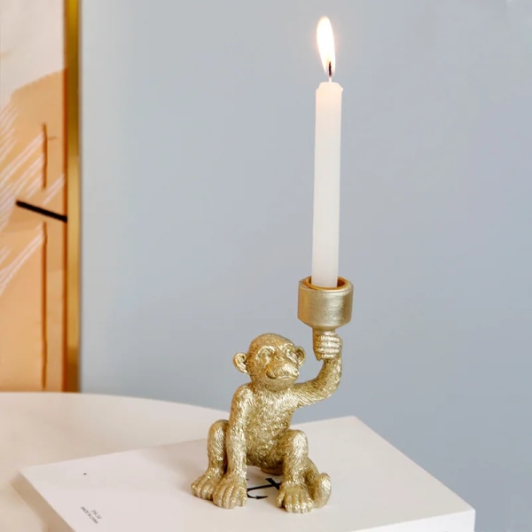 Light Luxury Resin Candle Holder Creative Monkey Shaped Long Rod Candlestick Table Top Christmas Wedding Decoration Ornaments