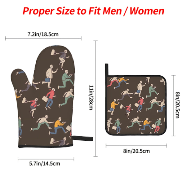 Oven Mitts and Pot Holders Set Office Workers Kitchen Mittens with Potholders Surface for Baking Cooking BBQ