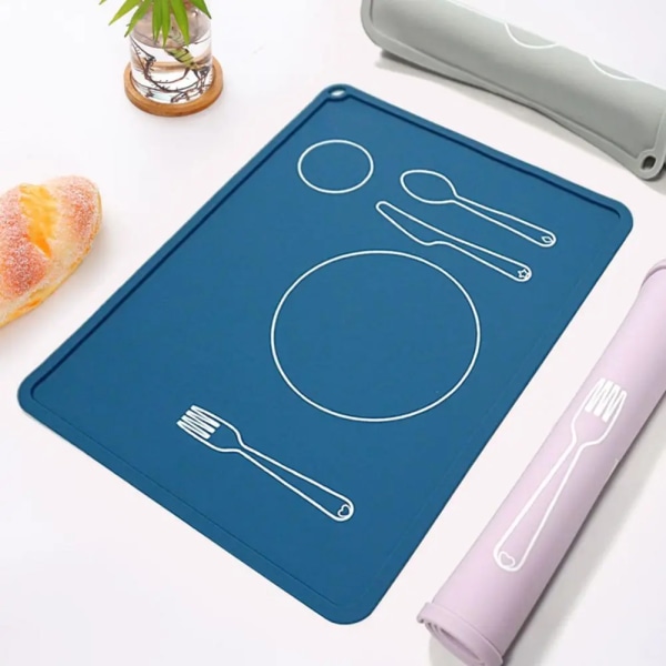 Table Mat Cartoon Printing Student Table Mat Reusable Skid-resistant Daily Use Silicone Kids Dining Table Placemat
