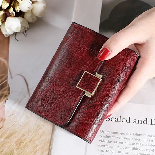 New Small Wallet Women Short Pure Color Simple Pattern Three-fold Student Buckle Large-capacity Coin Purse Women