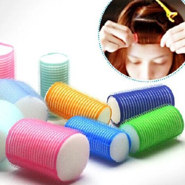 6Pc/set No Heat Self-adhesive Hair Curler Hair Rollers Set Self Grip Heatless Curling Hairdressing Styling Tools Multi Sizes New