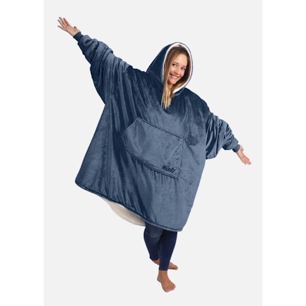 The Original Comfy Wearable Blanket Deep Navy Sherpa Lined Hoodie Adult One Size