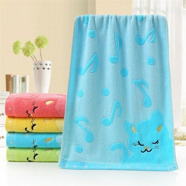 1pc Soft Children Baby Towel Washcloth Bathing Feeding Cartoon Cat Cotton Towel for Newborn Infant Handkerchief Shower Cloth