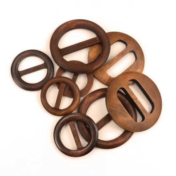 Mix Size Round Shape Garniture Handmade Wooden Crafts Belt Buckle Ring Wood Clothes Accessories Sewing Children DIY  50-75mm 1pc