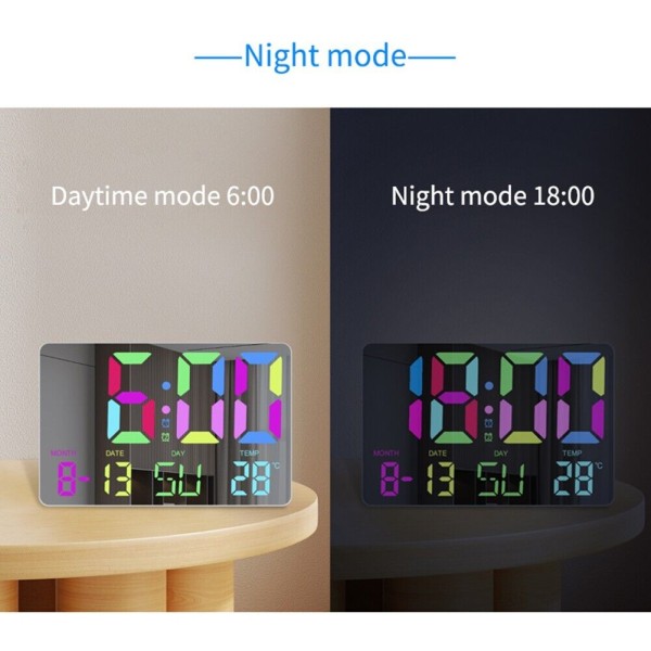 Digital Alarm Clock Alarm Clock Temperature Display Bedrooms Large Screen Mirror
