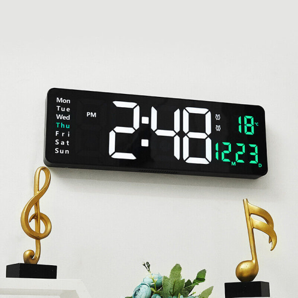 LED Digital Alarm Clock w/ Remote Control Wall Clock Time/Date/Temp