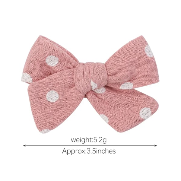 12Pcs/Set New Solid Cotton Hair Bows Hairclip Lovely Print Bowknot Hairpins for Kids Hair Accessories Baby Toddler Headwear