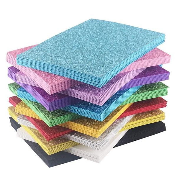 10Pcs/bag 2MM Thick Powder Sheet Material Glitter Bright Sponge Foam Paper Kindergarten DIY Handmade Wedding Party Supplies