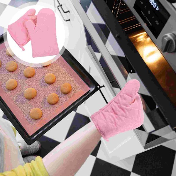 1 Pair of Kitchen Oven Mitts Reusable Grilling Glove Decorative Baking Mitt Home Baking Supply