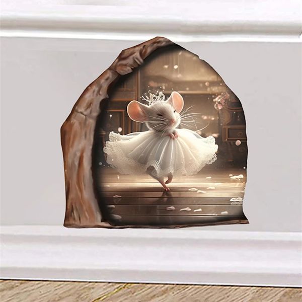 12 Styles Realistic Mouse Hole Wall Stickers mouse Princess reading dancing kids Room Living Room Home Decor Vinyl Mural Decals
