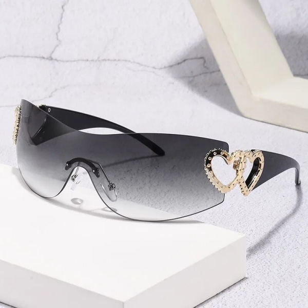Women Fashion Trend Sunglasses Rimless One Piece Luxury Sunglasses Driving Travel Glasses 2023