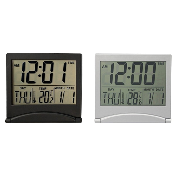 Foldable Digital Alarm Clock with Temperature Sensor and Timer Setting